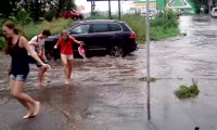 Затопленная ул. Алексеева, Красноярск 17 августа 2014