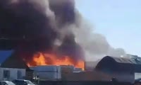 Пожар на лесоперерабатывающем заводе в Кодинске