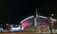Тестирование подсветки на здании Дворца спорта имени Ивана Ярыгина