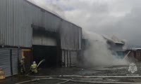Пожар на складе с пиломатериалами в Норильске 