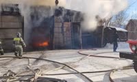 Пожар на территории школы в Козульке
