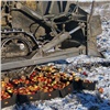 В Красноярске бульдозером уничтожили яблоки и киви из Евросоюза