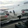 В Красноярске столкнулись четыре автомобиля, один перевернулся