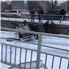 Автоледи на Nissan Moco пробила заборчик и упала с Копыловского моста