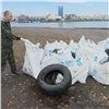 В Красноярске берег Енисея очистили от 2,5 тонн мусора