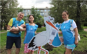 В Красноярске появился новый арт-объект в виде полутораметрового аиста