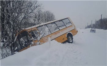 Автобус с детьми слетел в кювет в Красноярском крае