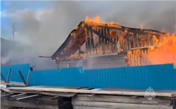 Мужчина получил ожоги во время крупного пожара в поселке Нижняя Пойма