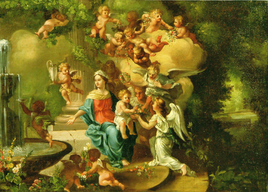 Дева Мария с младенцем у фонтана, Неизвестный художник