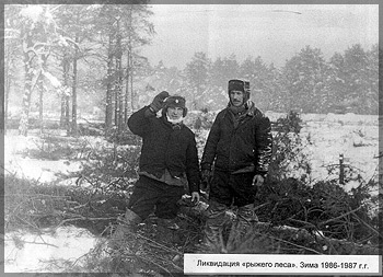 Ликвидация «рыжего» леса (слева - В. Михайлов)