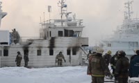 На Енисее в окрестностях Красноярска сгорел теплоход