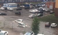 Утренний ливень в Красноярске 16 августа