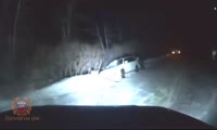 На юге Красноярского края сотрудники ГИБДД пришли на помощь водителю, застрявшему в мороз на загородной трассе