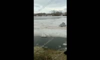 В Канске рыбаки спасаются со льдины
