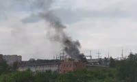 Дым над подстанцией на улице Ленинградская
