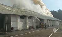 В Сухобузимском районе тушат пожар на складе с зерном 