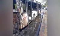 Возгорание автобуса № 2 в центре Красноярска 
