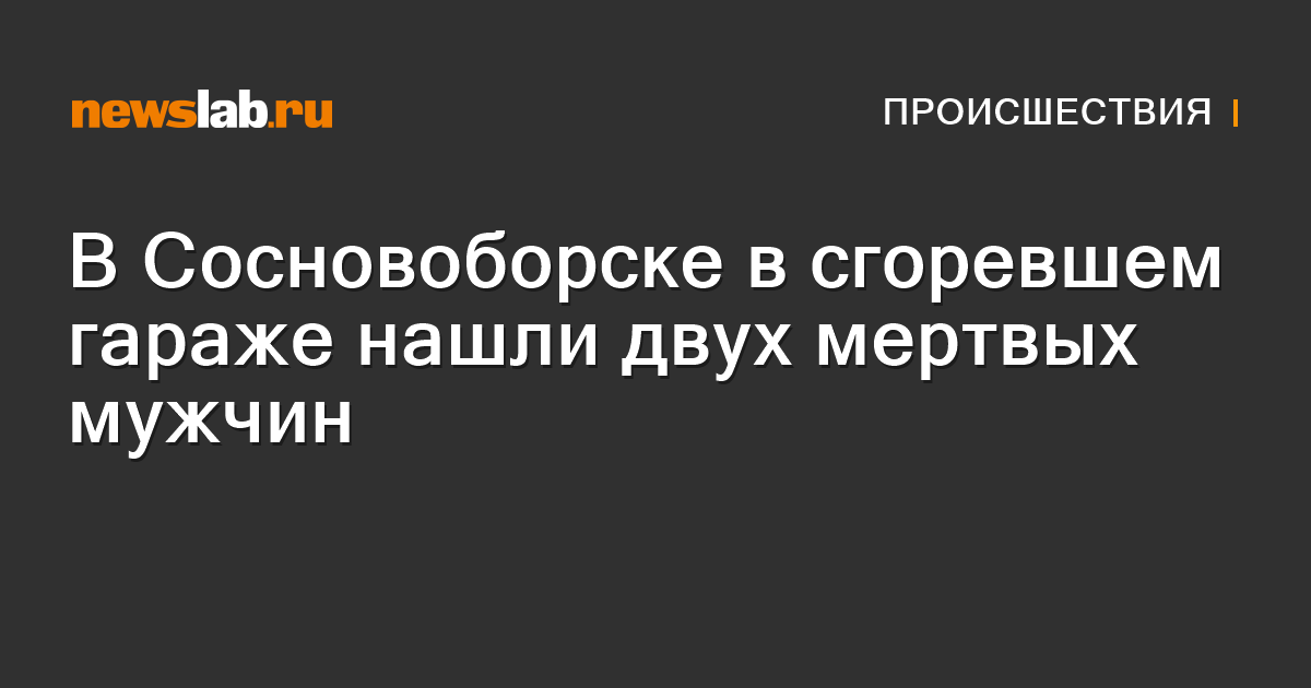         ВСосновоборске всгоревшем гараже нашли двух мертвых мужчин   Происшествия Красноярска и Красноярского края         Newslab.Ru