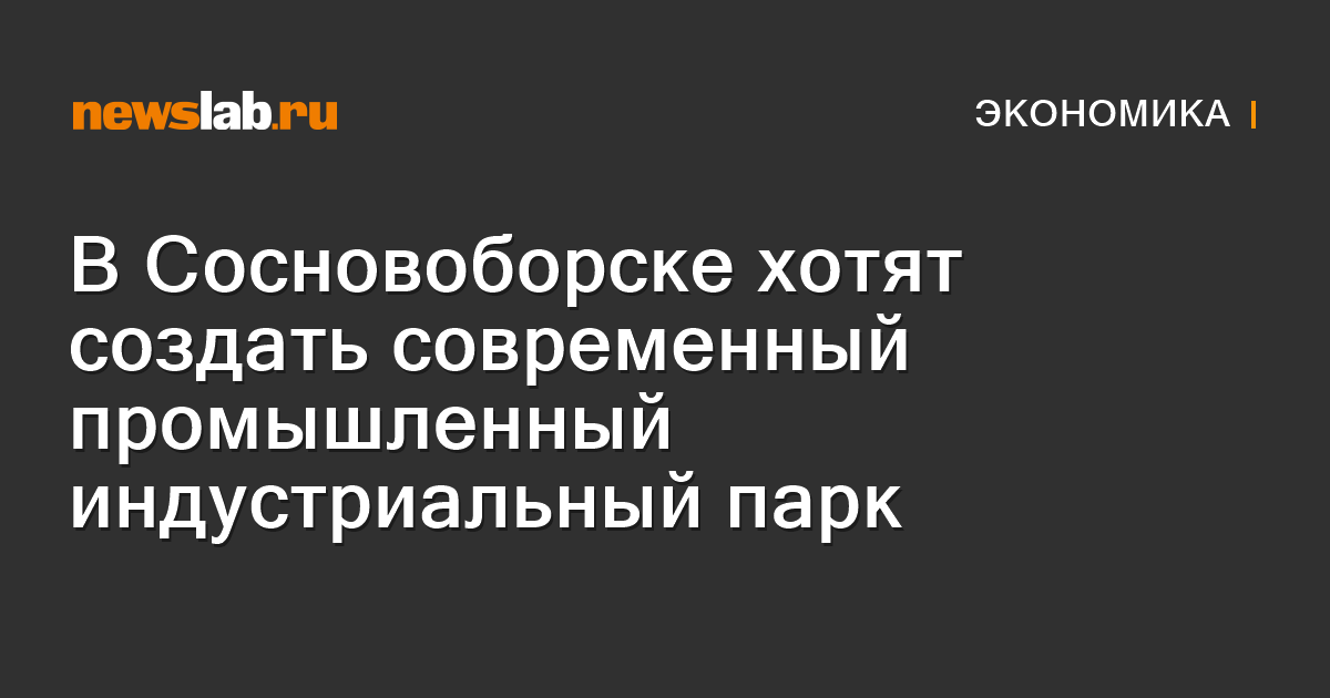         ВСосновоборске хотят создать современный промышленный индустриальный парк   Новости экономики Красноярска и Красноярского края         Newslab.Ru