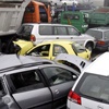 На глубоком объезде Красноярска столкнулись 12 автомобилей
