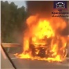 На трассе в Красноярском крае сгорел грузовик (видео)