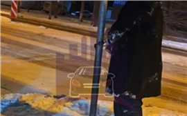 В Красноярске обругавшего полицию неадекватного водителя «Ауди» приковали к столбу (видео)