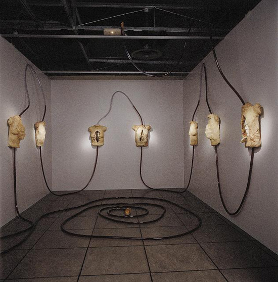«We are all connected» (гипс, керамика, пластиковые трубки, вино, 1993)