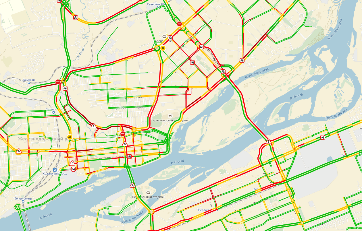 Пробки в красноярске сейчас онлайн карта смотреть